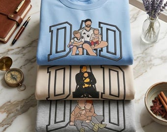 Sudadera personalizada para papá con foto bordada, regalo personalizado para el Día del Padre, sudadera con retrato sin rostro, suéter del año de fundación de papá