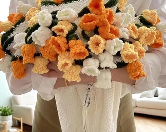 Handmade Crochet Flower Bouquet Blanket: Personalized Throw Blanket