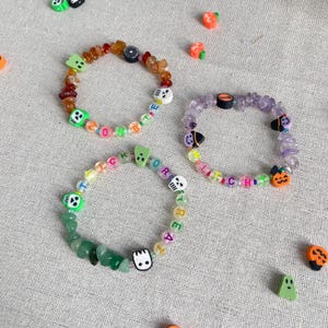 Halloween Beaded Friendship Bracelets, Cute Halloween Jewelry, Spooky Gift for Her, Handmade Bead Bracelets, Fall Party Favors