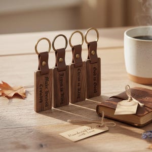 Custom Wood Key Chain, God Is Good, Walk By Faith, Saved By Grace, Make Heaven Crowded, Daughter of the King Gift