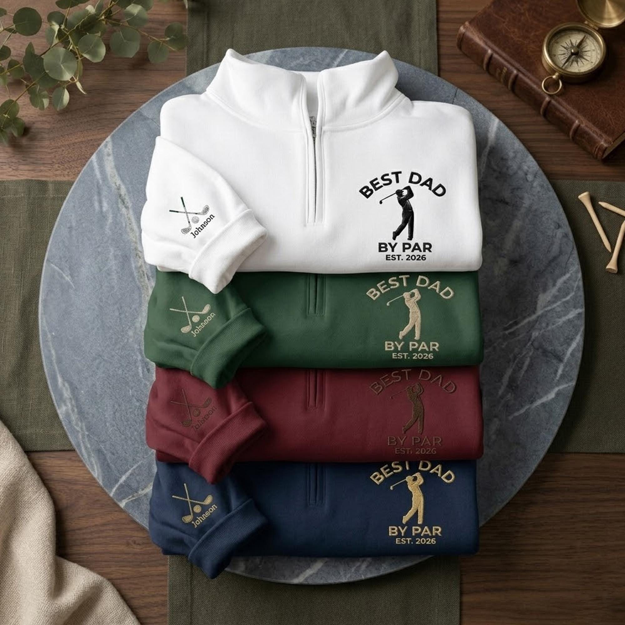 Golf Father Quarter Zip,, Embroidery Best Dad By Par Sweatshirt , Dad Golf Shirt Gift for Fathers Day, Daddy Birthday Gift, Golf Player Tee