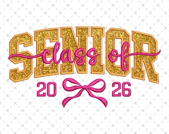 Senior Applique Embroidery Design: Coquette Bow, Class of 2026