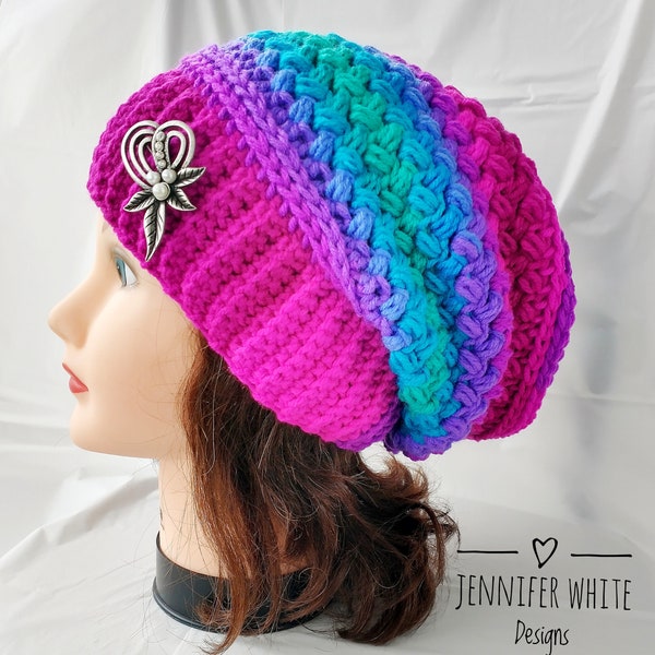 PDF Crochet Pattern Only--The Cozy Campfire Hat, Crochet Pattern, Instructions, Slouch Hat, Beanie