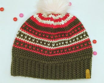 PDF Pattern Only--Little Hearts Festive Hat, Valentine Crochet Pattern, Instructions, Hat, Beanie