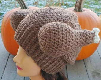 PDF Pattern Only--Turkey Dinner Hat, Thanksgiving Beanie Crochet Instructions, Pattern, How-to