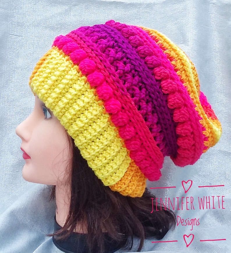 PDF Pattern Only--Popcorn Medley Crochet Women/'s Slouch Hat