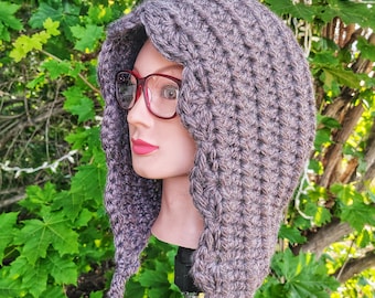 PDF Pattern Only--Chunky Scallops Hood Hat Bonnet, Crochet Instruction Download