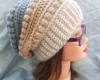 PDF Pattern Only--The Book Worm Hat, Crochet Pattern, Instructions, Slouch Hat, Beanie