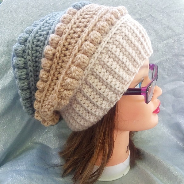 PDF Pattern Only--The Book Worm Hat, Crochet Pattern, Instructions, Slouch Hat, Beanie