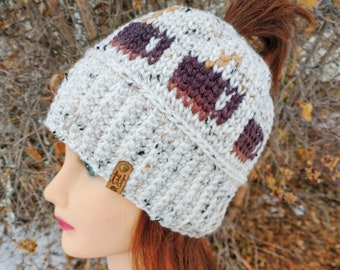 PDF Download only--Messy Bun Hat, Not Without My Coffee Hat for Women, Bun Beanie, Easy Pattern