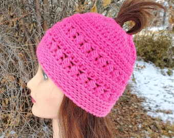 PDF Download only--Messy Bun Hat, Frosty Afternoon Hat for Women, Bun Beanie, Easy Pattern