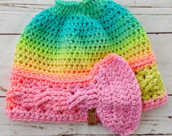 PDF Download only--Messy Bun Hat, Weekend Whimsy Hat for Women, Bun Beanie, Easy Pattern