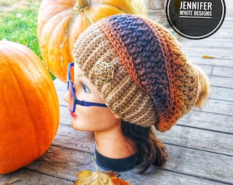 PDF Crochet Pattern Only--The Chilly Morning Beanie, Crochet Pattern, Instructions, Slouch Hat, Beanie