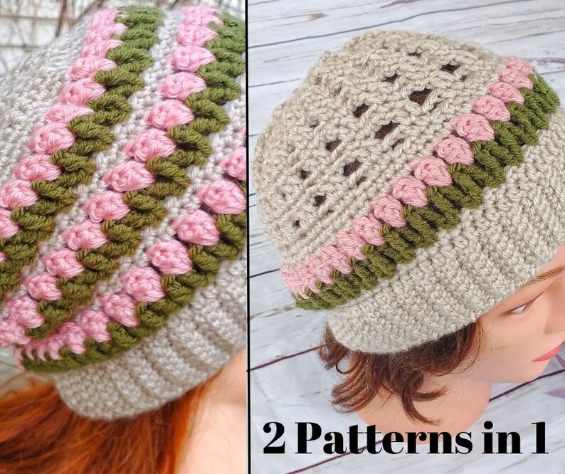 2 Patterns in 1 PDF Pattern Only--the Tiptoe Through Tulips Beanie ...