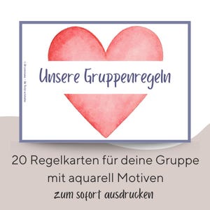 Regelkort för barn / dagis / förskola / skola / regler / PDF / direktnedladdning / gemenskap / att leva tillsammans / kort / akvarell