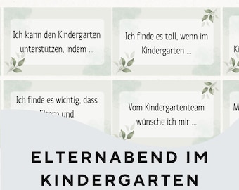Parent-teacher evening / Kindergarten / Parent-teacher collaboration / Cards / Sentence starters / Interactive / Ice-breaker / Getting to know each other
