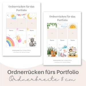 Binder spine / Portfolio / Kindergarten / Daycare / Children / Binder / Folder / Design / Labeling / Watercolor / Crèche / Nursery