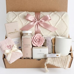 Abrazo en una caja, Regalo de ánimo, Set de regalo para mamá, Caja de regalo Hygee, Caja de regalo Spa, Paquete de cuidado acogedor, Cesta de autocuidado, Caja Pensando en ti