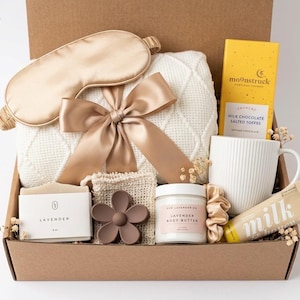 Caja "Pensando en ti", "Abrazo en una caja", Regalo de ánimo, Caja de regalo Hygge, Caja de regalo de spa, Caja de regalo de autocuidado, Caja de regalo para mujeres, Cesta de regalo para mamá