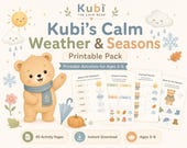 Weather and Seasons Printable Activities for Preschool, Kubi Calm Weather Worksheet Pack, Seasons Tracing, Cut and Paste, Homeschool PDF