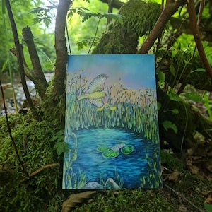 3  Postkarten  ART PRINT | Natur | Teich |  Vogel am Wasser | Grußkarte | Freundschaft