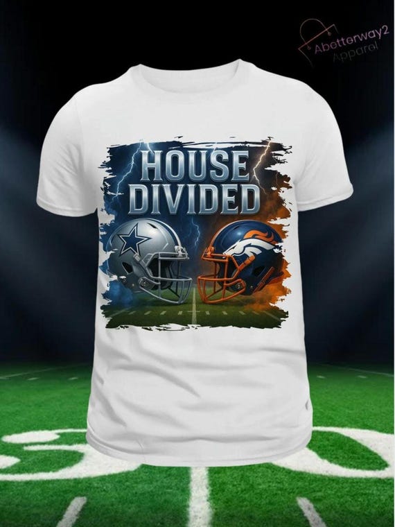 House Divided Cowboys Vs Broncos Canva Png Design, Instant