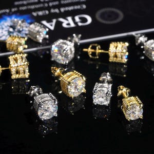 4 Prong Round shape Moissanite stud earrings, GRA Certified moissanite, stud earrings, screw back , pass diamond tester