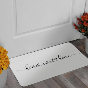 Alfombra de puerta de bienvenida, alfombra interior moderna, felpudo casero impreso, decoración del hogar, regalo de inauguración de la casa personalizable, hermosa decoración, hogar dulce hogar