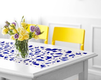 Table placemat, blue terrazzo pattern, table runner, printable mat, PVC table mat, home decoration, housewarming gift