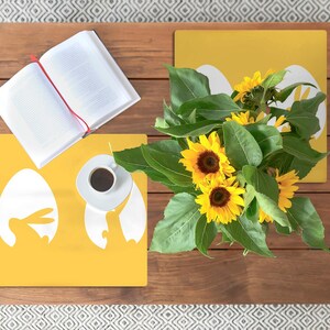 Easter Square Coffee Table Placemats, easter decor, egg with bunny print, PVC table mat, table runner, home decoration, housewarming gift