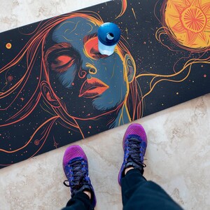 Abstract meditating woman Yoga Mat, Workout Accesory, Meditation Mat, Relaxation Mat, Yoga lover, yoga gift, Plain Non Slip Yoga Mat