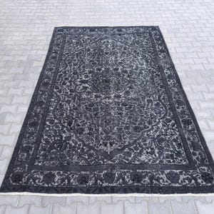 6x10 Area Rug, Black Gray Rug, Handmade Wool Rug, Vintage Rug, Anatolian Oushak Rug, Home Rug, Living Room Rug, Bedroom Rug 6.4x9.5 ft.