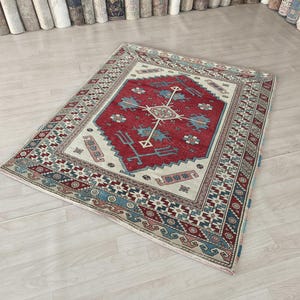 Anatolian Rug, Handmade Wool Rug, Vintage Rug, Area Rug, Bohemian Rug, Home Rug, Antique Rug 4.4x5.5 ft. Boho Rug