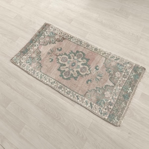 2x3 Rug, Small Area Rug, Handmade Wool Rug, Faded Rug, Vintage Rug, Home Rug, Bohemian Rug, Bathroom Rug, Anatolian Rug 1.7x3.4 ft.