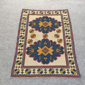 4x6 Blue Rug, Area Rug, 4x6 Kitchen Rug, Bedroom Rug, Decorative Rug, Vintage Rug, Handmade Wool Rug, Turkish Rug 4.3x5.5 ft. Bohemian Rug