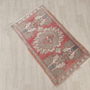 2x3 Rug, Small Area Rug, Doormat Rug, Vintage Oushak Rug, Tribal Wool Rug, Decorative Handmade Rug, Kitchen Bedroom Bathroom Rug 1.8x3.1 ft.