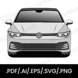 VOLKSWAGEN GOLF MK8 FRONT - Vector Art /svg/ai/eps/png/pdf/4K