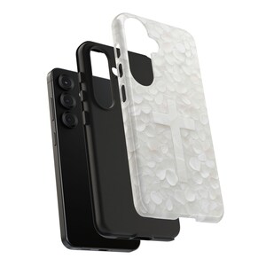 Be Still Cross Phone Case, Pearly Floral Print Christian Art Mobile Cover, iPhone Samsung Tough Case image 7