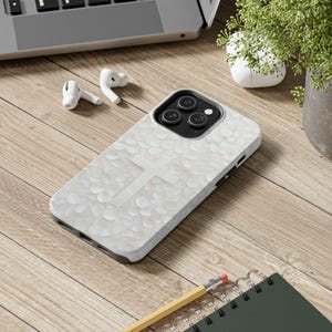 Be Still Cross Phone Case, Pearly Floral Print Christian Art Mobile Cover, iPhone Samsung Tough Case image 3
