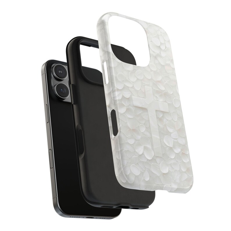 Be Still Cross Phone Case, Pearly Floral Print Christian Art Mobile Cover, iPhone Samsung Tough Case image 5