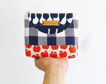 Square Zipper Pouch - Apples, Women Wallet, Stocking Stuffer, Gift for Her, Travel Pouch, Accessory Pouch