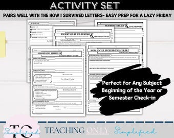 SMART Goals Setting Student Reflection Activities Template Sheets Low Prep