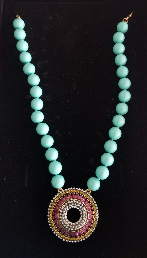 Heidi Daus Turquoise Blue Crystal Rhinestone Drop 