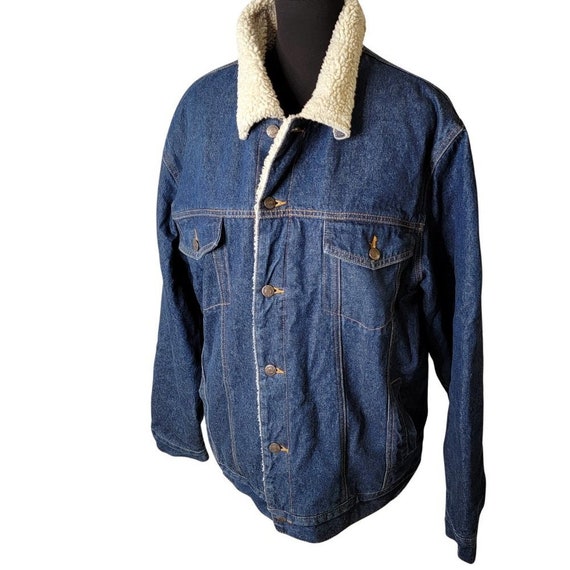 Fleece lined top jean jacket mens