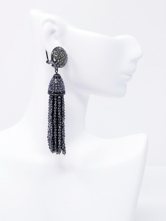 Retired Joan Boyce Crystal Beaded Black Tassel Pi… - image 8