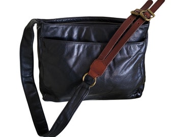 Vintage Ralph Lauren Saddlers Black Leather Shoulder Bag