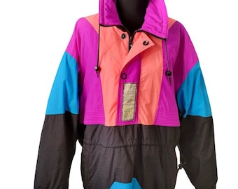 Skitique Board Tribes vintage color block nylon pullover jacket Windbreaker Size Large 90s