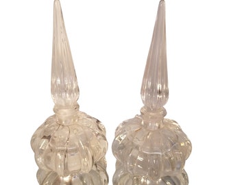 Antique Tall Crystal Pair of Perfume Bottles