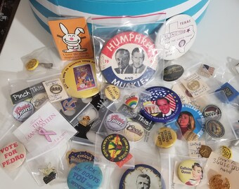 Antique Vintage Lot comical, advertising and political buttons