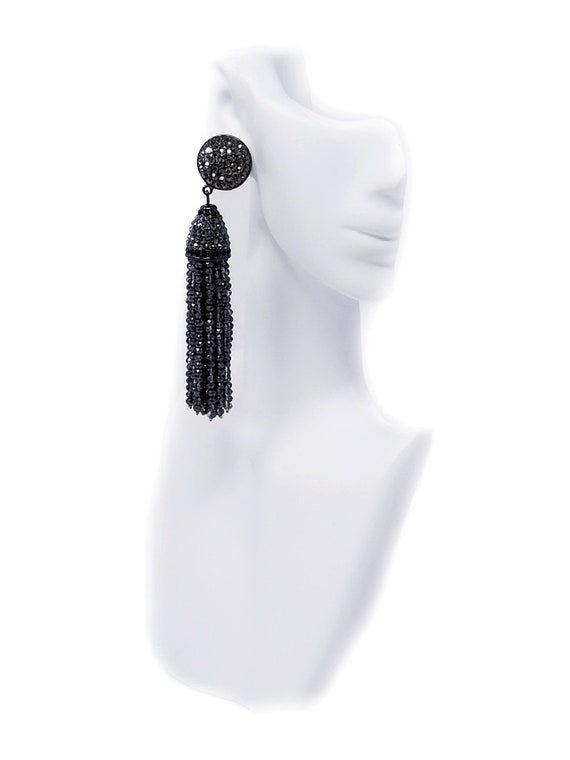 Retired Joan Boyce Crystal Beaded Black Tassel Pie